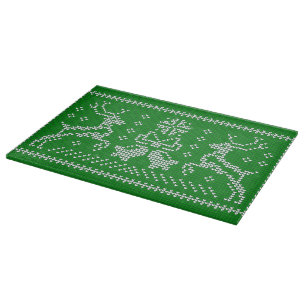Ugly sweater jingle bells Christmas deers green  Cutting Board