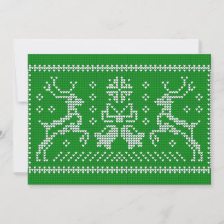 Ugly sweater jingle bells Christmas deers green Invitation