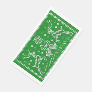 Ugly sweater jingle bells Christmas deers green Napkin