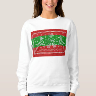 Ugly sweater jingle bells Xmas reindeers crochet