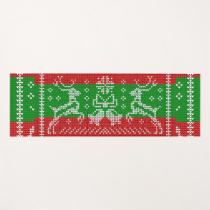 Ugly sweater jingle bells Xmas reindeers crochet Yoga Mat