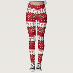 Ugly Sweater Knitted Hygge Angels Hearts Christmas Leggings