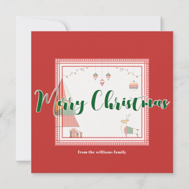 Ugly Sweater Knitted Hygge Merry Christmas Holiday Card (Front)