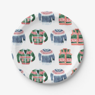 Ugly Sweater "Let's Get Ugly" Christmas Party Paper Plate