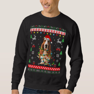 Ugly Sweater Lights Basset Hound Santa Dog