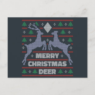 Ugly Sweater - Lovely Saying Deer Christmas Jumper Postcard