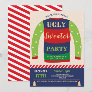 Ugly Sweater Party Christmas Festive Jumpers Snow Invitation