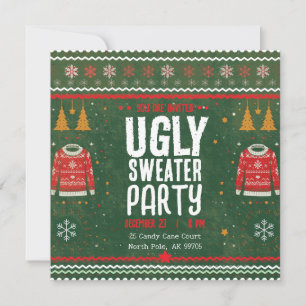Ugly Sweater Party – Green Gold Holiday Fun Invitation