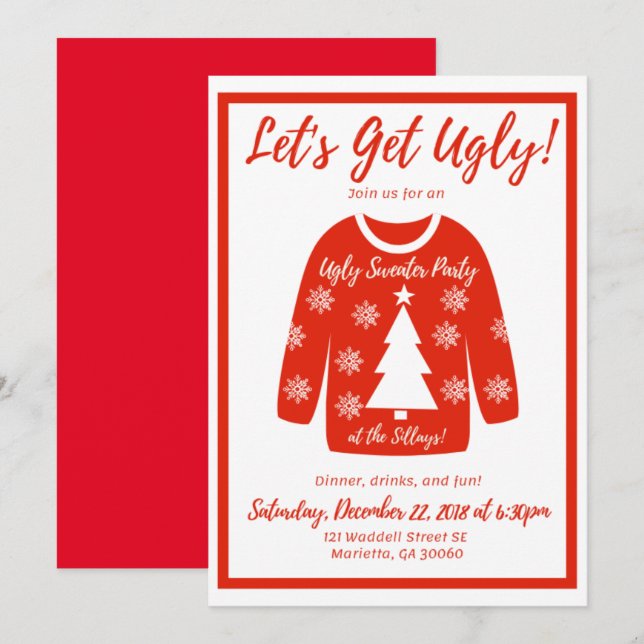 Ugly Sweater Party Invitation (Front/Back)