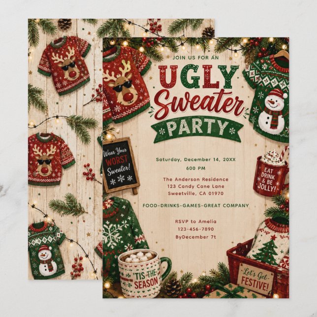 Ugly Sweater Party Invitation (Front/Back)