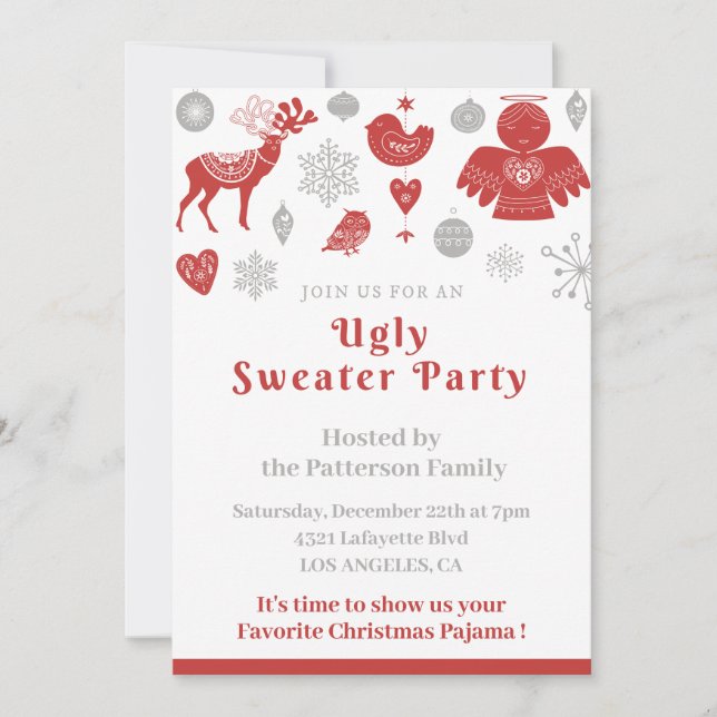 Ugly Sweater Party Invitation entreprise Nordic (Devant)