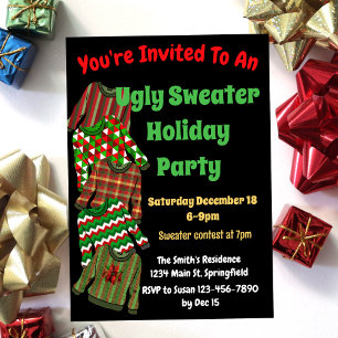 Ugly Sweater Party Invitation With Contest