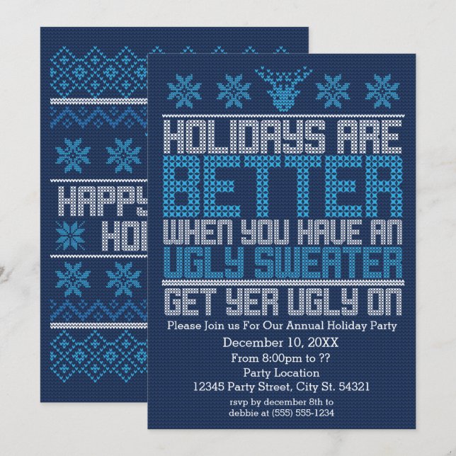Ugly Sweater Party Invitations (Front/Back)
