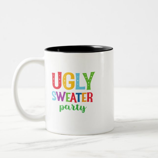 Ugly Sweater Party Two-Tone Coffee Mug (Left)