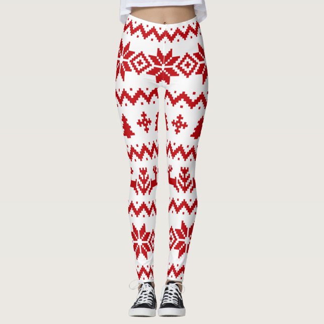 Ugly sweater pattern Christmas  Leggings (Front)