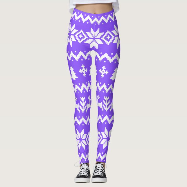 Ugly sweater pattern Christmas  Leggings (Front)
