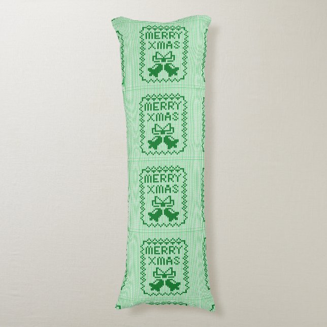 Ugly sweater pattern jingle bells and Merry Xmas w Body Pillow (Front Vertical)