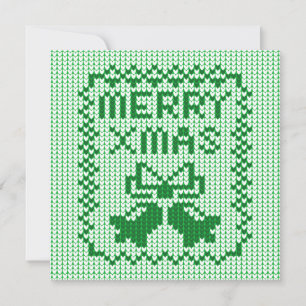 Ugly sweater pattern jingle bells and Merry Xmas w Card