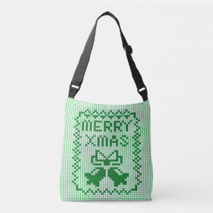 Ugly sweater pattern jingle bells and Merry Xmas w Crossbody Bag