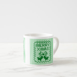 Ugly sweater pattern jingle bells and Merry Xmas w Espresso Cup