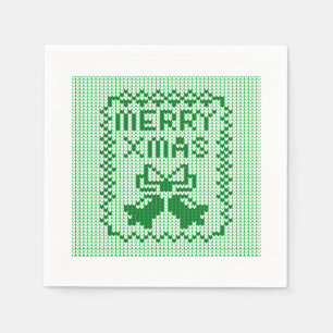 Ugly sweater pattern jingle bells and Merry Xmas w Napkin