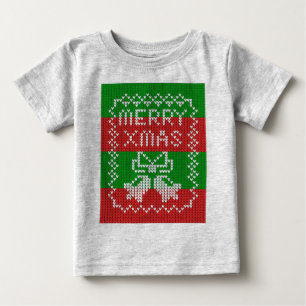 Ugly sweater pattern jingle bells Merry Xmas yarn