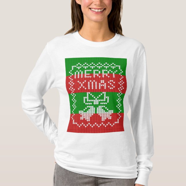 Ugly sweater pattern jingle bells Merry Xmas yarn (Front)