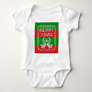 Ugly sweater pattern jingle bells Merry Xmas yarn