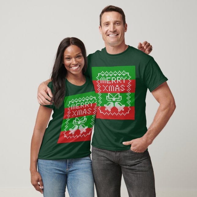 Ugly sweater pattern jingle bells Merry Xmas yarn (Unisex)