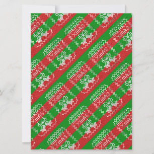 Ugly sweater pattern jingle bells Merry Xmas yarn Card