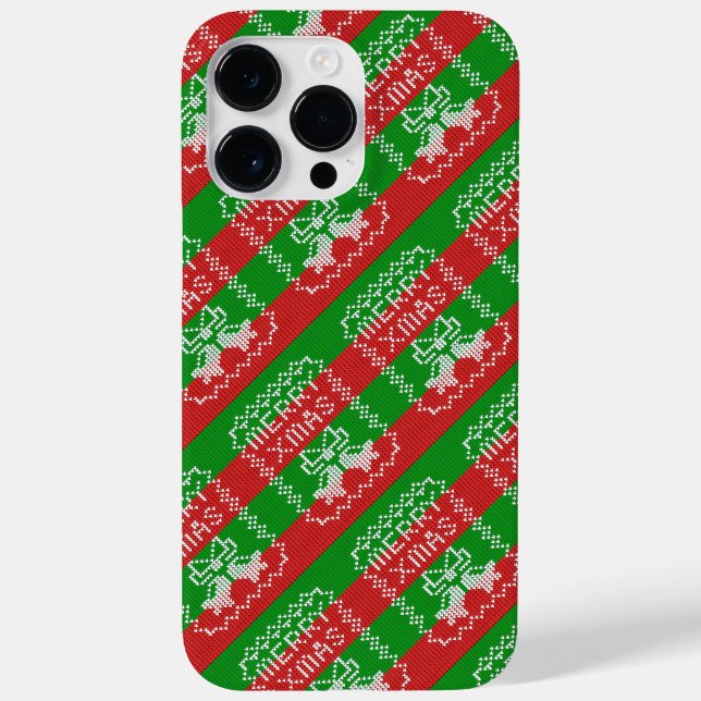 Ugly sweater pattern jingle bells Merry Xmas yarn Case-Mate iPhone Case (Back)