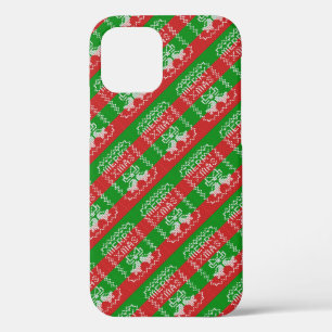 Ugly sweater pattern jingle bells Merry Xmas yarn iPhone 12 Case
