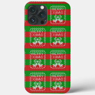 Ugly sweater pattern jingle bells Merry Xmas yarn iPhone 13 Pro Max Case