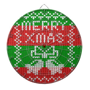 Ugly sweater pattern jingle bells Merry Xmas yarn Dartboard