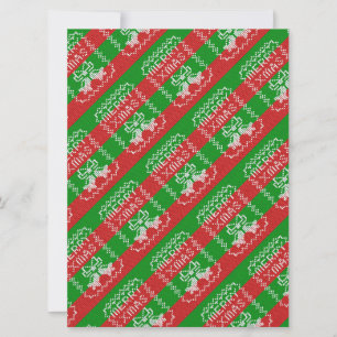 Ugly sweater pattern jingle bells Merry Xmas yarn Holiday Card