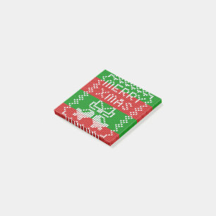 Ugly sweater pattern jingle bells Merry Xmas yarn Post-it Notes