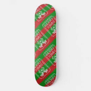 Ugly sweater pattern jingle bells Merry Xmas yarn Skateboard