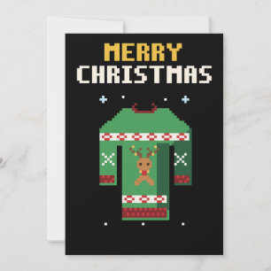 Ugly Sweater Pixel Art Christmas Card