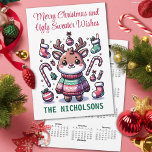 Ugly Sweater  Reindeer Calendar Holiday Card<br><div class="desc">Get ready to enjoy some holiday chuckles this season with our Ugly Sweater Christmas Reindeer Christmas Card and Calendar! This festive and fun design features a charming reindeer dressed in its very own ugly Christmas sweater, surrounded by ornaments, stockings, and candy canes for that perfect holiday vibe. The greeting “Merry...</div>