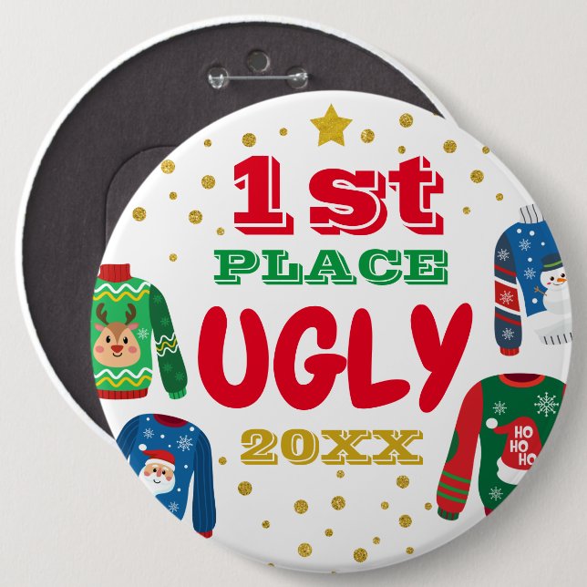Ugly Sweater Round Button, Colossal, 6 Inch 6 Inch Round Button (Front & Back)