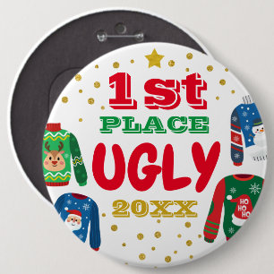 Ugly Sweater Round Button, Colossal, 6 Inch Button