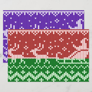 Ugly sweater Santa Claus sleigh and reindeers