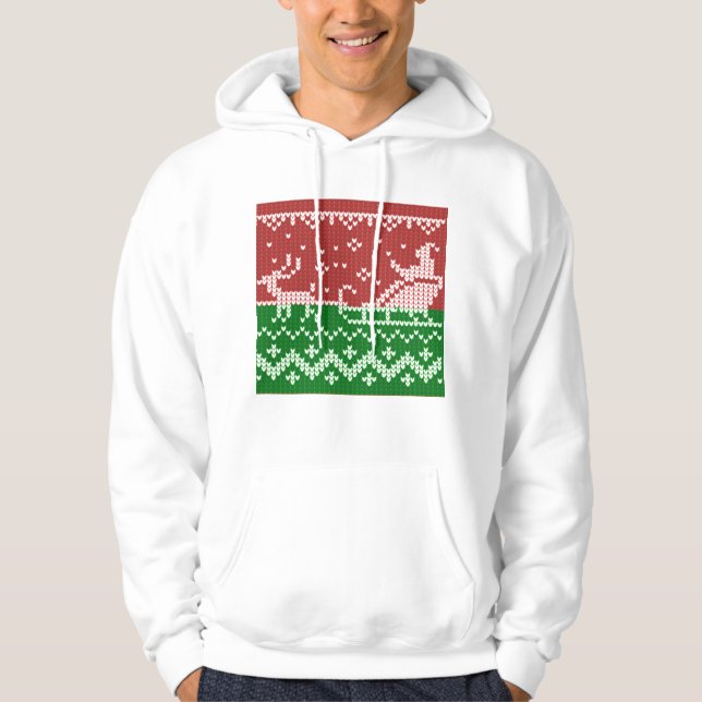 Ugly sweater Santa Claus sleigh and reindeers (Front)