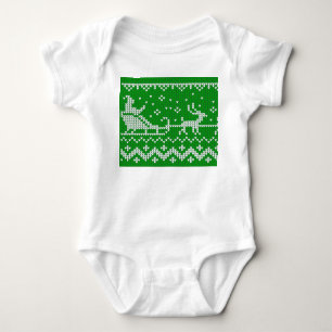 Ugly sweater Santa Claus sleigh and reindeers