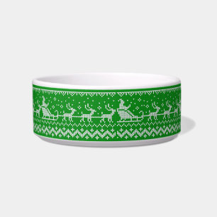 Ugly sweater Santa Claus sleigh and reindeers Bowl