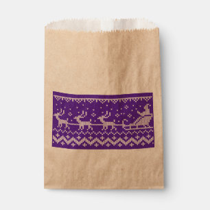 Ugly sweater Santa Claus sleigh and reindeers Favour Bag