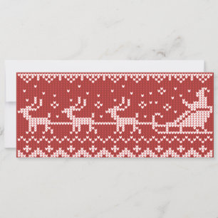 Ugly sweater Santa Claus sleigh and reindeers Invitation