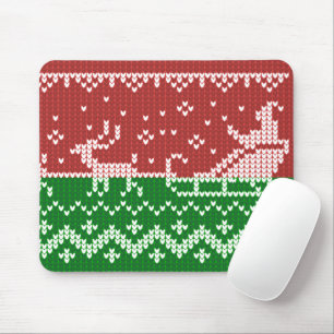 Ugly sweater Santa Claus sleigh and reindeers Mouse Pad