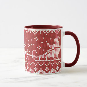 Ugly sweater Santa Claus sleigh and reindeers Mug