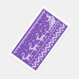 Ugly sweater Santa Claus sleigh and reindeers Napkin